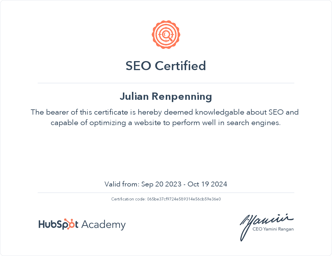 HotSpot Academy: SEO Certificate